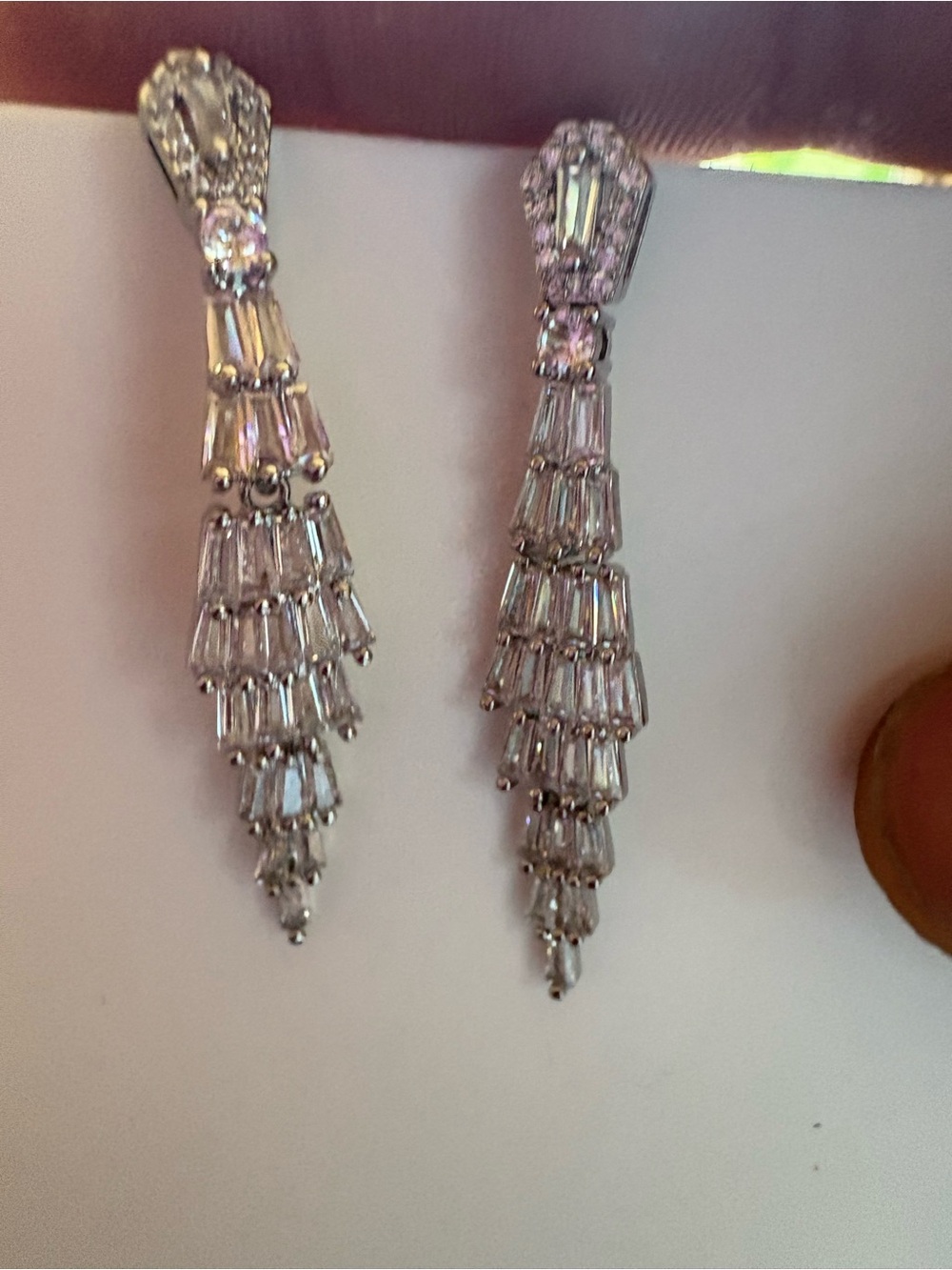 Vintage Silver Crystal Cascade Drop Earrings - Elegant Sparkle